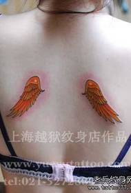 Beauty back beautiful colored small wings tattoo pattern