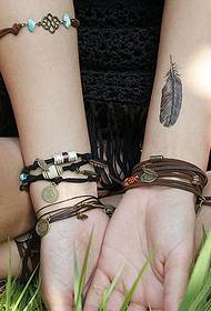 a set of fashionable and delicate feather tattoo patterns