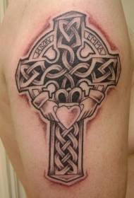 Celtic cross and heart tattoo pattern