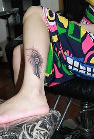 Leg feathers love tattoo pattern