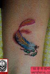leg female Children's favorite color feather tattoo pattern