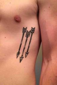 Side Ribs Three Tribal Arrow Tattoo Pattern