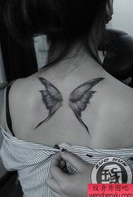 girls back popular butterfly wings tattoo pattern