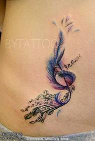 Belly colored feather tattoo pattern