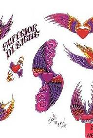 Modèle de tatouage: Color Love Wings Tattoo Pattern Image de tatouage