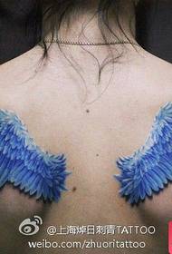 girl back beautiful colored wings tattoo pattern