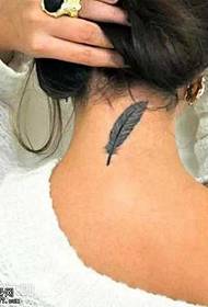 Neck Personality Feather Tattoo Pattern
