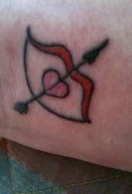 Simple heart shaped bow and arrow tattoo pattern