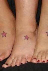 Αδελφοί χρώματος ποδιών πεντάκτινο μοτίβο τατουάζ αστέρι