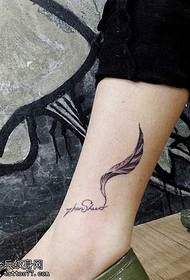 Leg feathers English tattoo pattern