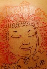I-Back Red Line ye-Buddha Image tattoo