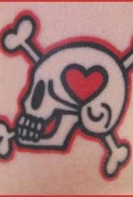 Arm color heart shaped skull tattoo pattern