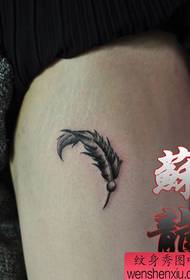 a black-gray feather tattoo pattern
