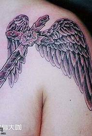 Half Cross Wings Tattoo Pattern