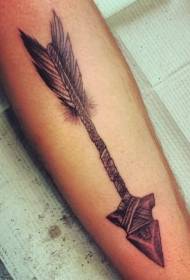 ရှေးခေတ်လူမျိုးစု Arrow နှင့် Feather Tattoo ပုံစံ