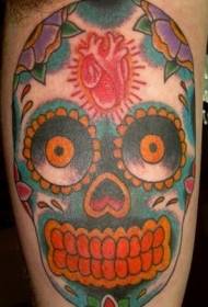 Shoulder colored mexican sugar tart tattoo pattern