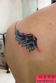 shoulder small color wings tattoo pattern