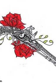 Manuscript pistol rose tattoo pattern