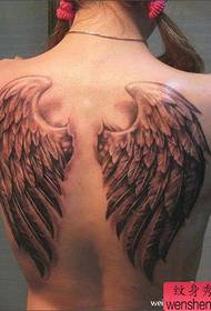 female back popular classic half-back wings tattoo pattern