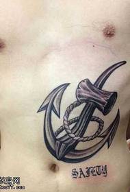Man belly anchor tattoo pattern