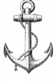 Black gray sketch creative navy style literary anchor tattoo manuscript