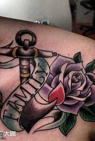 Shoulder anchor rose tattoo pattern