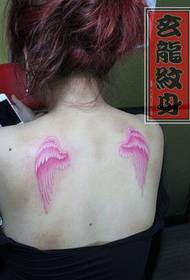 girls like the back pink wings tattoo pattern