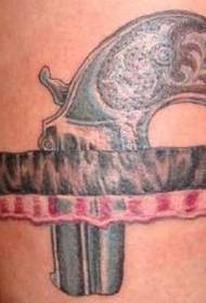 Leg lace pistol tattoo pattern