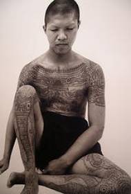 men's full body traditional Buddhist scripture tattoo pattern