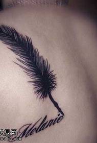 Patrón de tatuaje inglés de plumas en la espalda