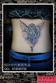 ragazza tatuaggio mezzo diavolo metà ali d'angelo disegno del tatuaggio