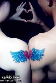 back love wings couple tattoo pattern