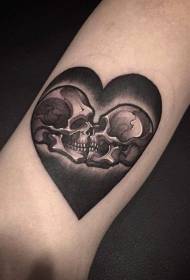 Armbrunt hjerteformet kys skelet skelet tatoveringsbillede