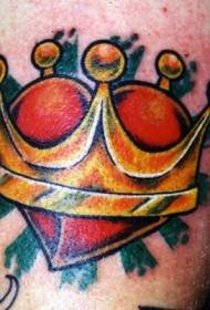 Červené srdce a koruna tetování vzor