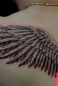 back beautiful wing tattoo design