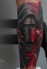 Patrón de tatuaxe de heroes de cor negra da perna