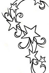 Bonic manuscrit romàntic de tatuatges d'estrelles de cinc puntes