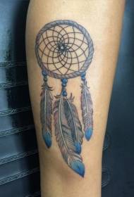 Typical colored feather dream catcher tattoo pattern