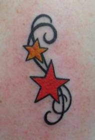 Colored five-pointed star tattoo picture