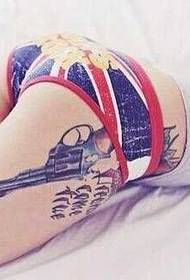 Leg pistol tattoo pattern