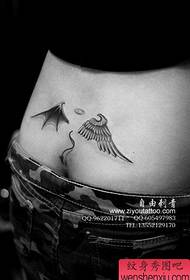 girl's waist is a small half of the angel half demon wings tattoo pattern