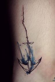 Mali glež u liniji splash linije sidro tetovaža uzorak