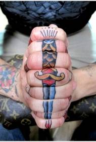 Finger combination of colored dagger tattoo pattern