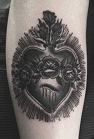 Flower tattoo on the neck, saint heart flame tattoo