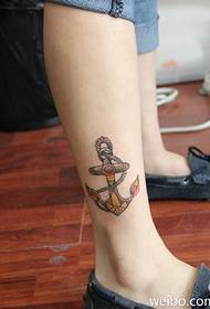 Calf painted anchor tattoo pattern