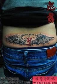 beautifully popular waist wings letter tattoo pattern