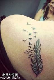 Back feather tattoo pattern