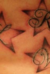 Modeli i tatuazheve pentagram në yje