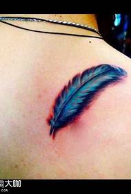 Shoulder blue feather tattoo pattern