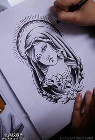 Virgin Mary tattoo manuscript pattern
